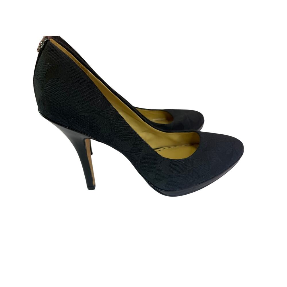 COACH Caya Signature C Platform High Heels Pumps Black Sz 8 - Picture 5 of 8